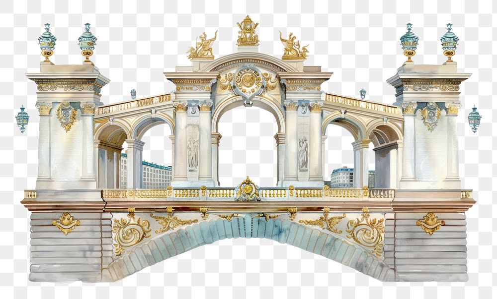 PNG Pont Alexandre architecture illustration details.