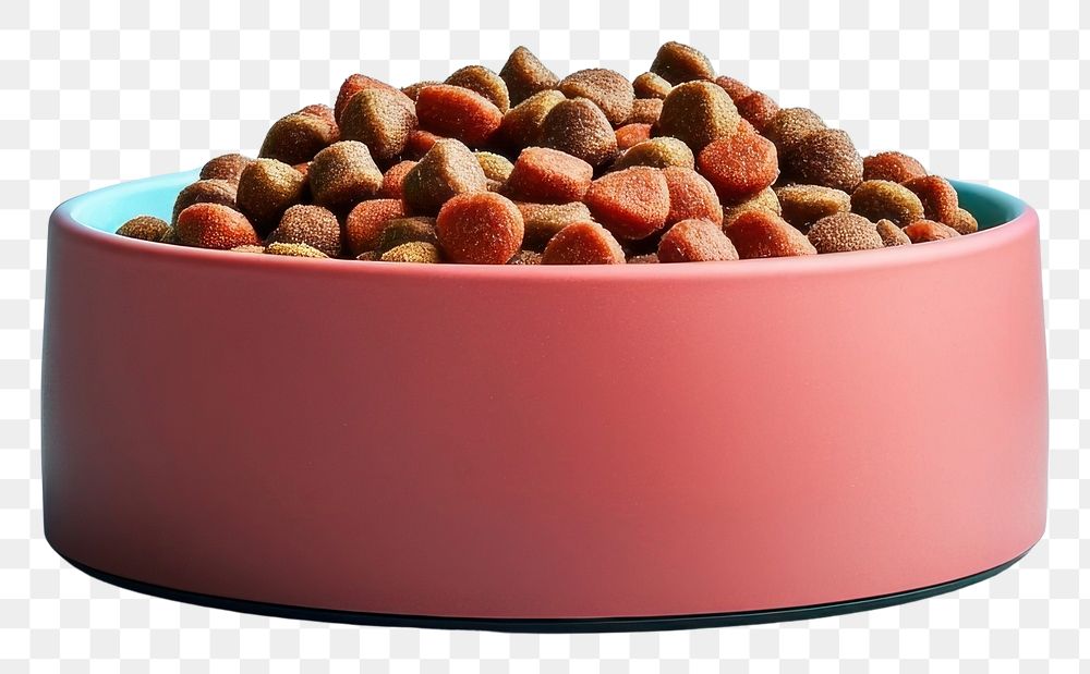 PNG An isolated mixed color dog food in a color dog bowl background modern nutrition.