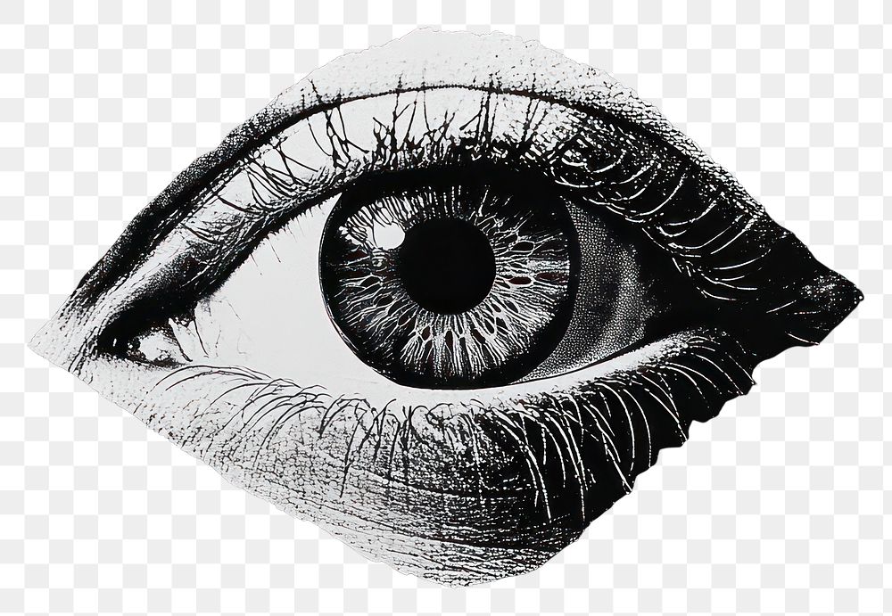 PNG An isolated black and white open eye illustration art illustrated.