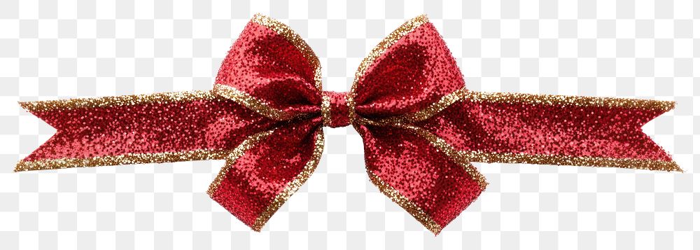 PNG A festive red silk ribbon glitter tie bow.