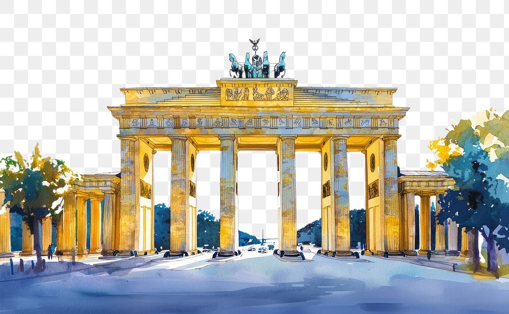 PNG The Brandenburg Gate landmark brandenburg watercolor.