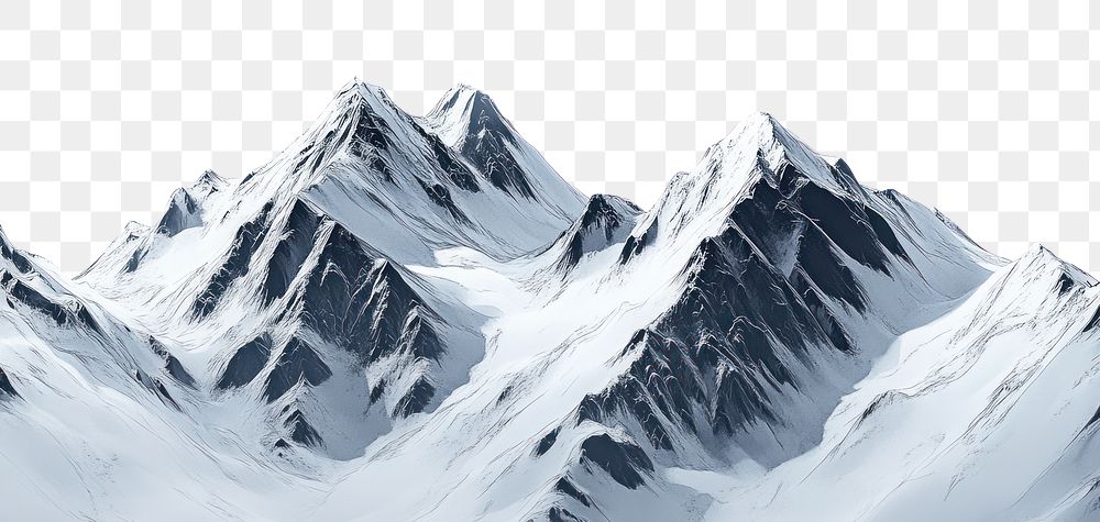 PNG Snow-capped mountain peaks illustration scenery nature.