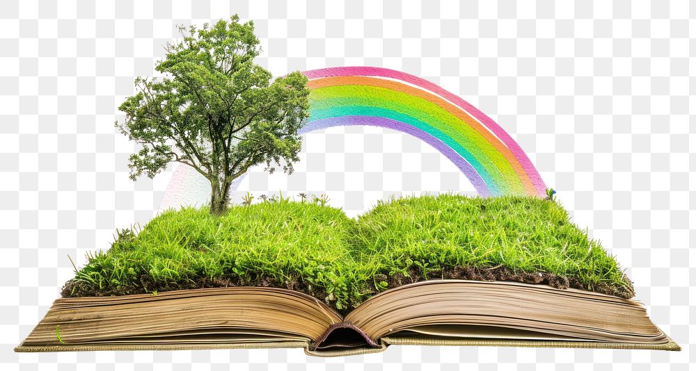 PNG Rainbow over meadows book colorful rainbow.