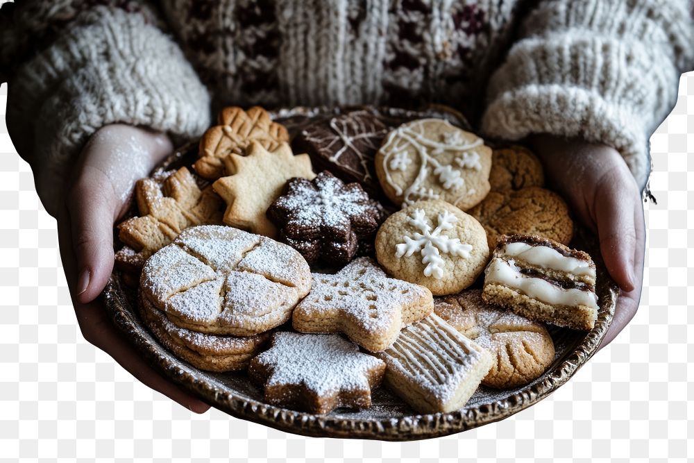 PNG Homemade cookie powdered platter sweater.