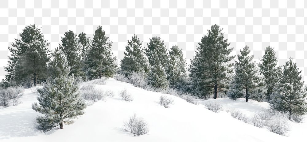 PNG Winter pine forest rolling hills nature trees snow.