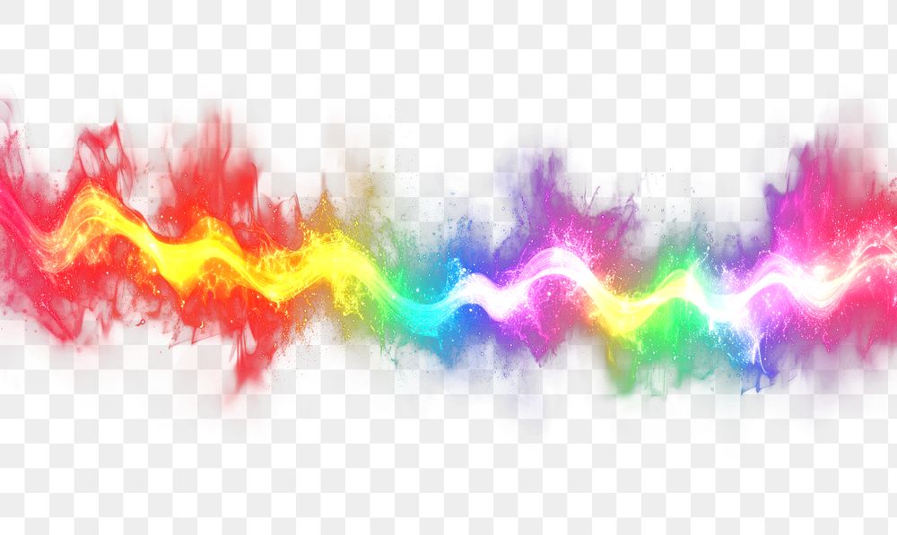 PNG Colorful rainbow sound waves abstract spectrum colors.