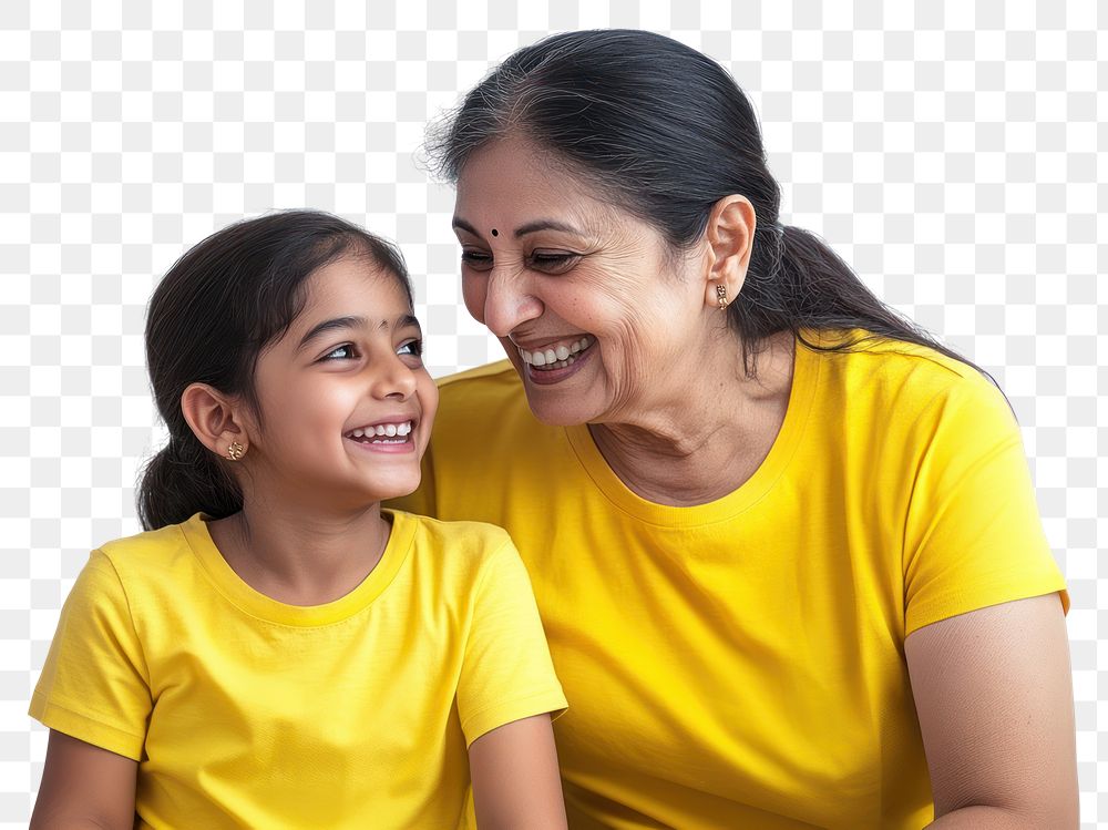 PNG Mom and her young daughter happy laughing shirts.