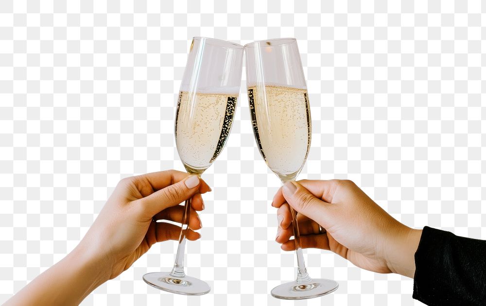 PNG Two champagne glasses clinking celebration confetti drink.