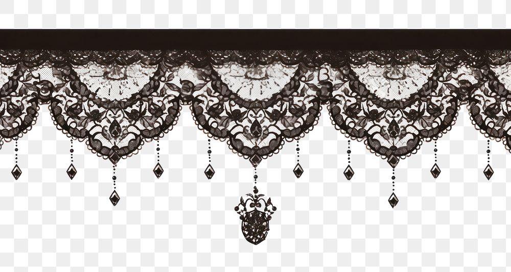 PNG Crown pattern crystal hanging lace border black.