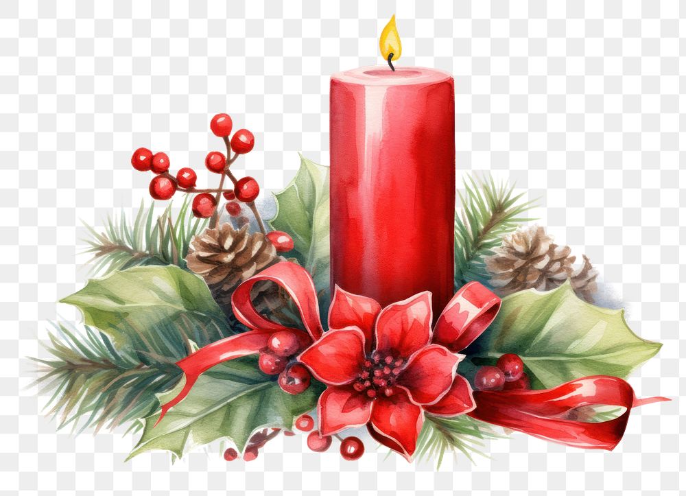 PNG Christmas candle christmas ribbon flower. 