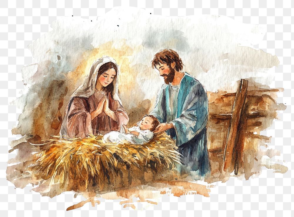 PNG Nativity christmas baby illustration watercolor.