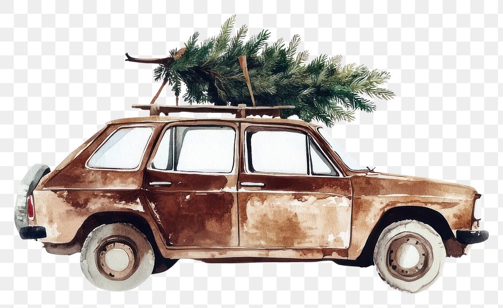 PNG Car with Tree on Roof tree car illustration.