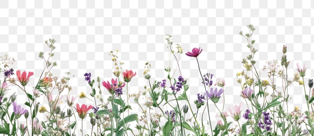 PNG Wild flowers filed border illustration nature spring.