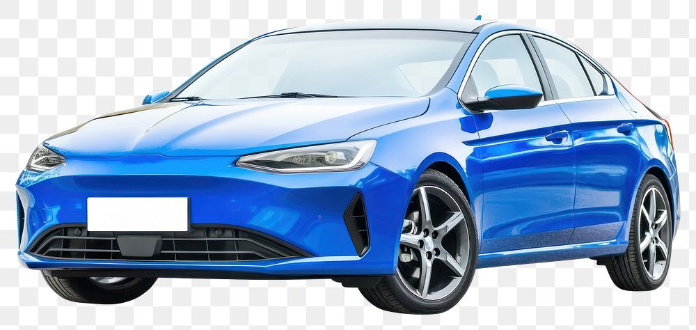 PNG EV modern family sedan automobile vehicle blue.