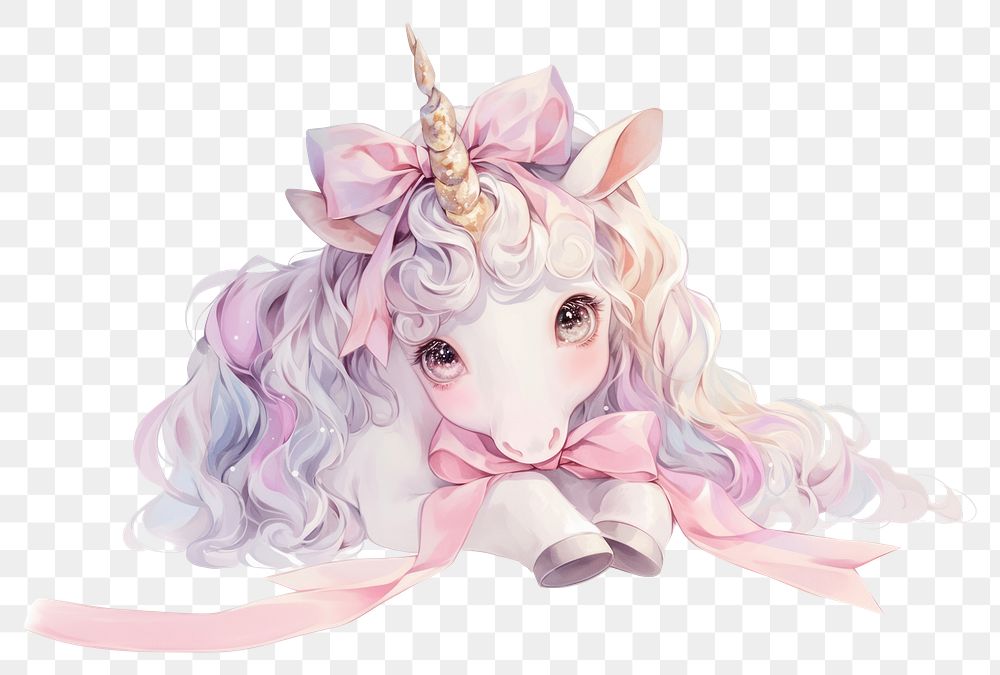 PNG Pastel coquette unicorn art illustration colors.