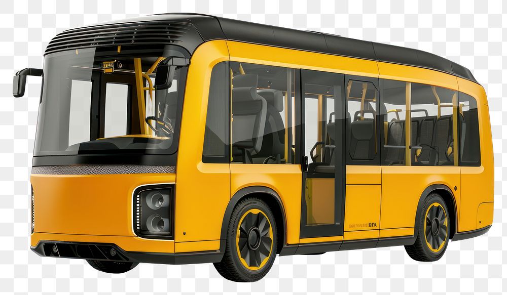 PNG Real short coach bus transportation vehicle yellow.