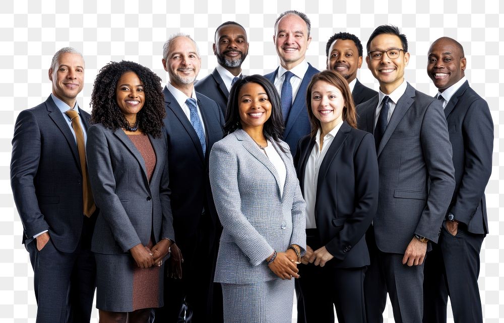 PNG Group of diverse individuals professionals portrait attire.