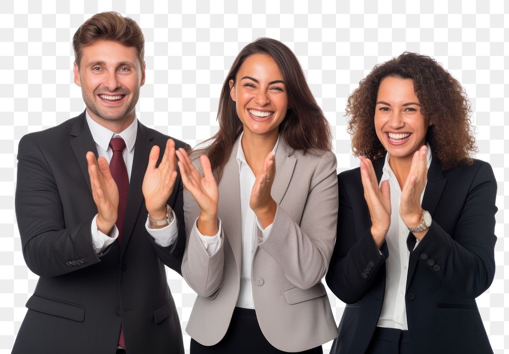 PNG Clapping adult woman white background. 