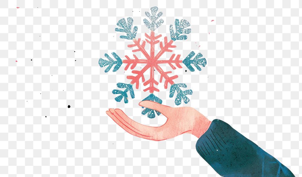 PNG Hand holding christmas snowflake art illustration outdoors.