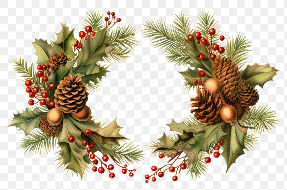 PNG Christmas acorn wreath plant tree white background. 