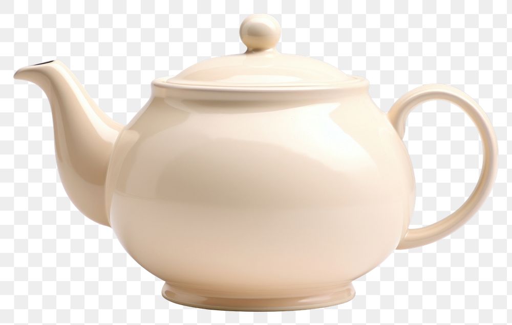 PNG Pottery off-white teapot pottery round color.