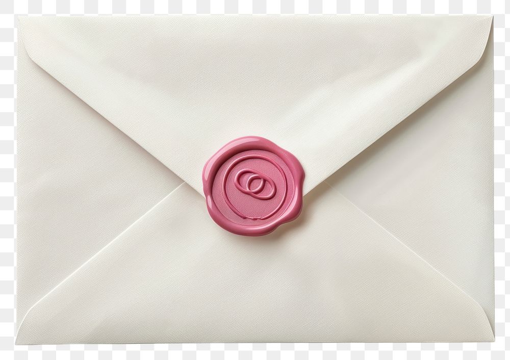 PNG Coquette white envelope pink wax stationery.