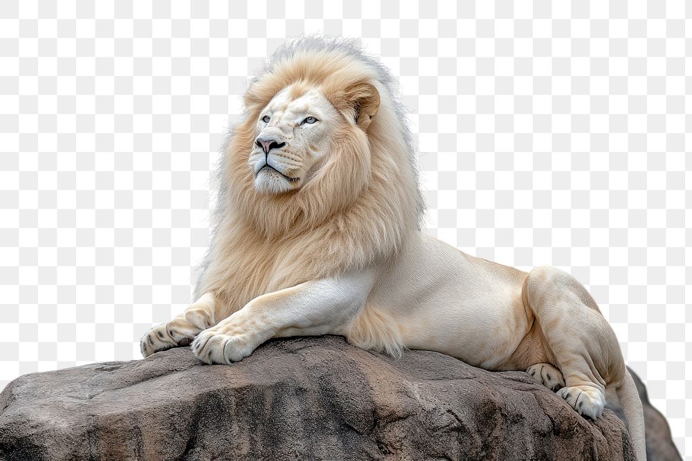 PNG Imposing albino lion resting wildlife animal white.