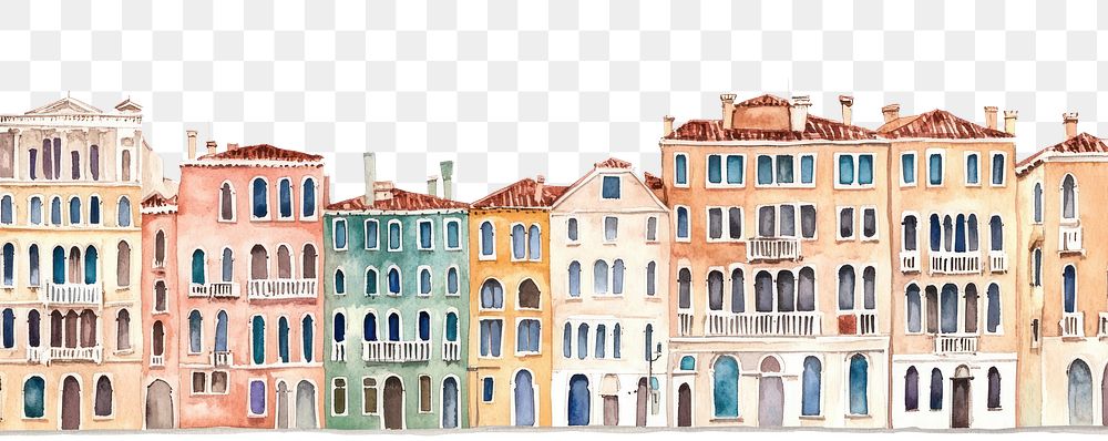 PNG Venice city buildings architecture illustration watercolor.