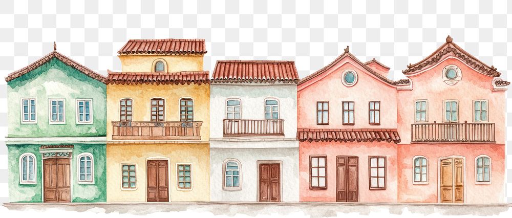 PNG Chinese townhouse architecture houses illustration.