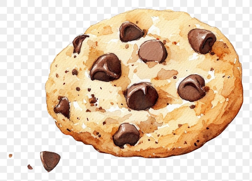 PNG Chocolate chip cookie illustration watercolor chocolate.