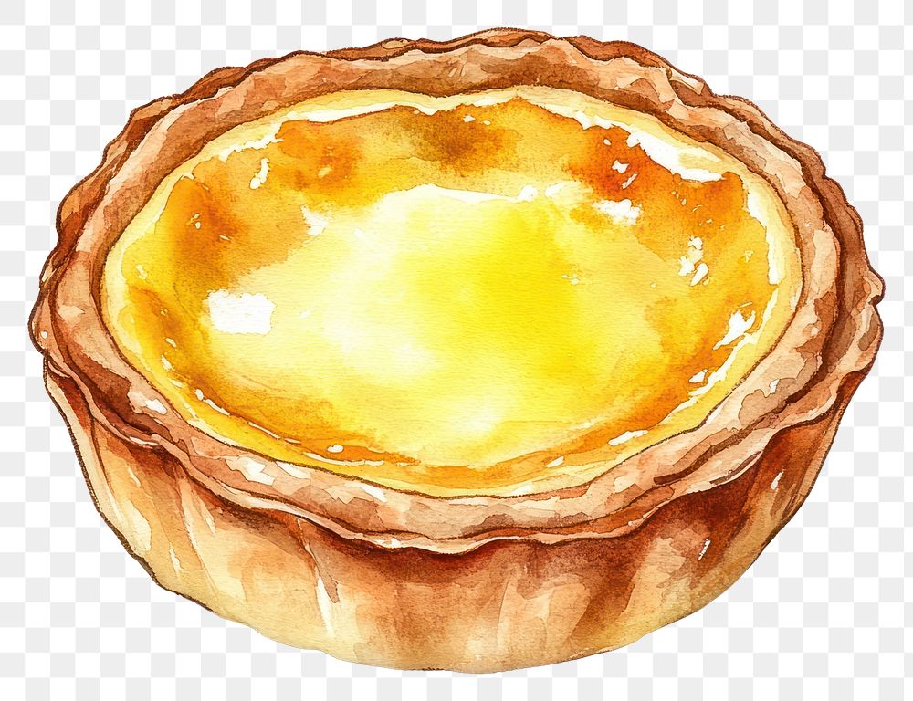 PNG Hong Kong Egg tart dessert illustration watercolor.