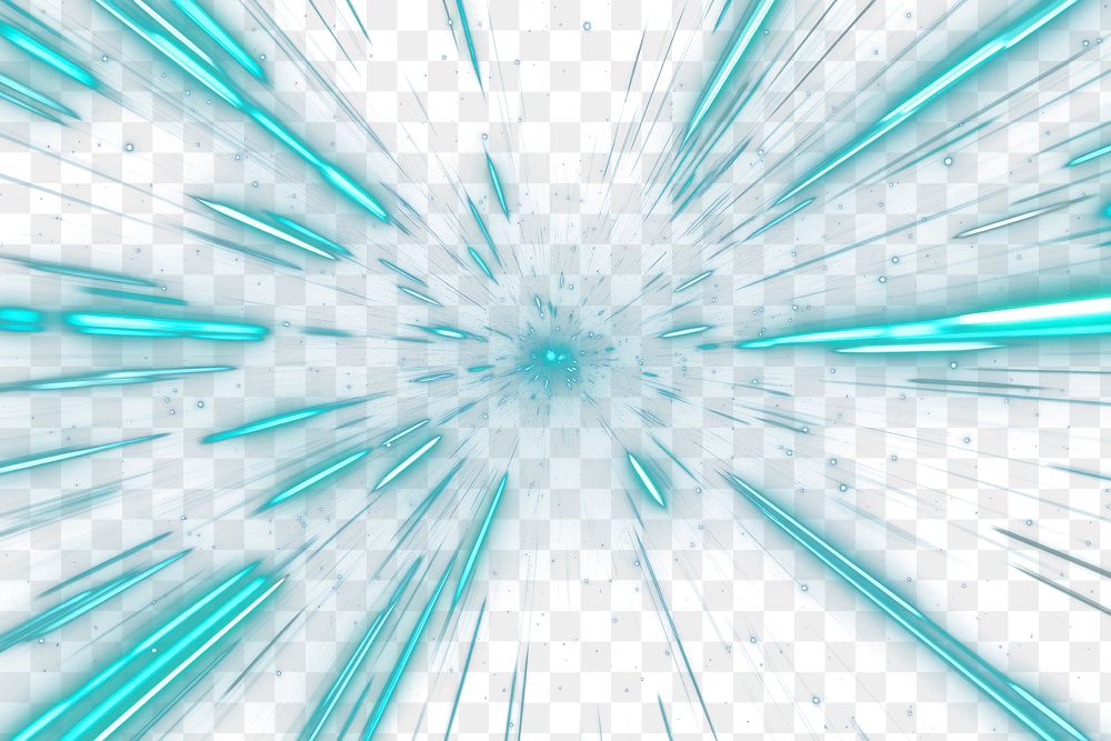 PNG Teal neon bold lines moving fast light futuristic fireworks.