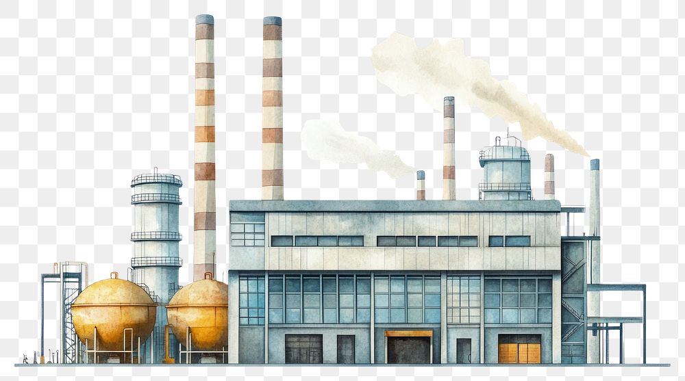 PNG Classic factory building architecture illustration smoke.