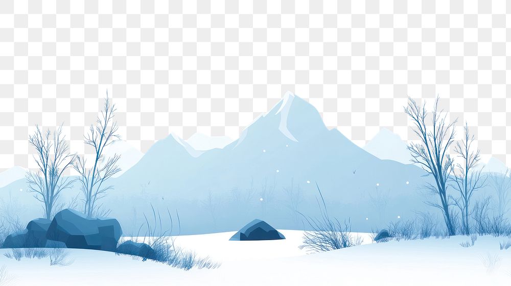 PNG Light blue winter landscape mountain illustration scenery.