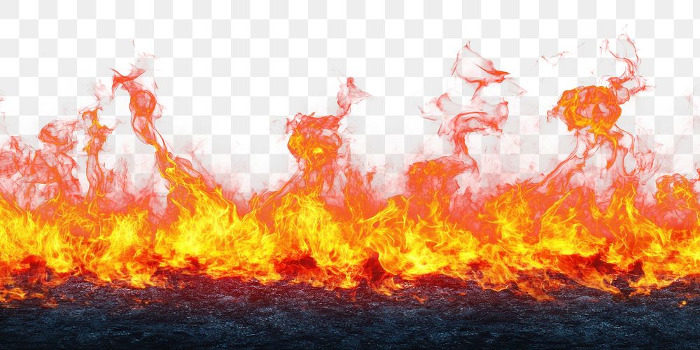 PNG Sequence of fire flames intensely outdoors.