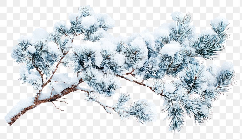 PNG Branches of pine leaves snow nature winter.