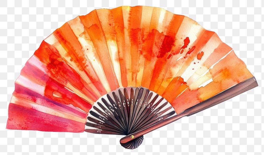 PNG Chinese folding fan watercolor invertebrate illustration.