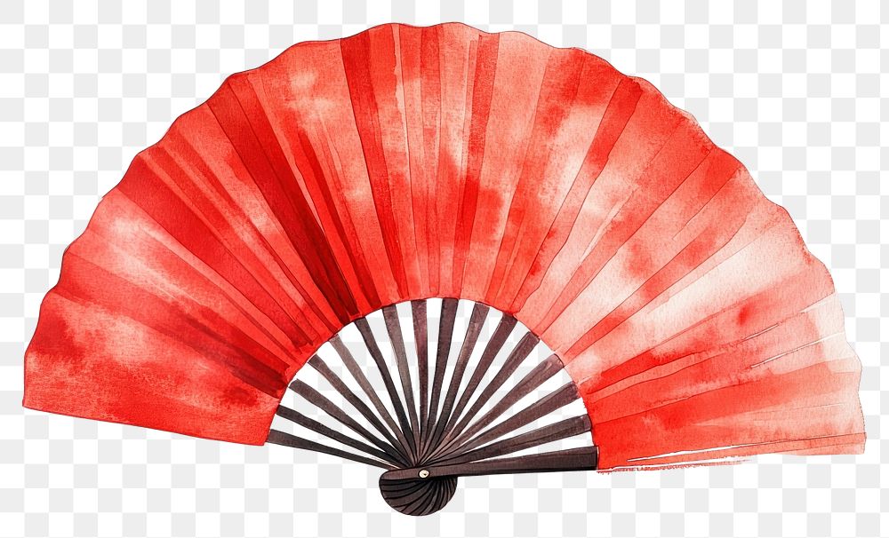 PNG Red Chinese folding fan watercolor invertebrate illustration.