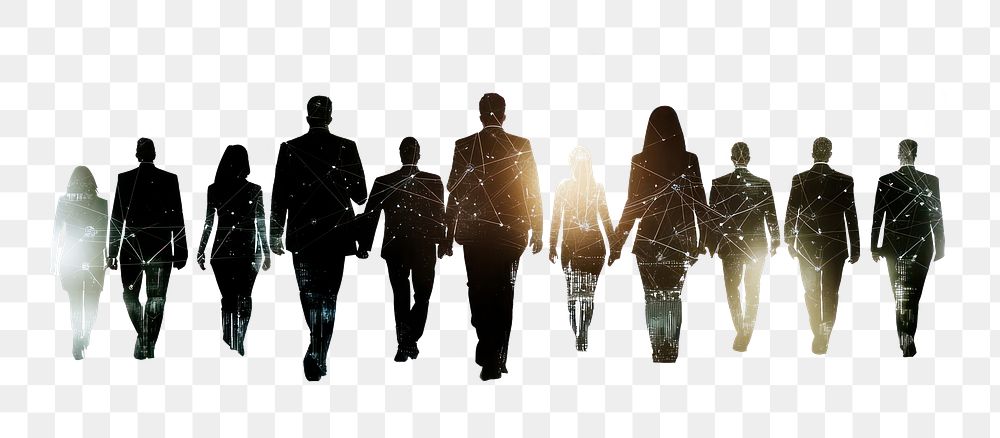 PNG Group of business people person silhouette network.