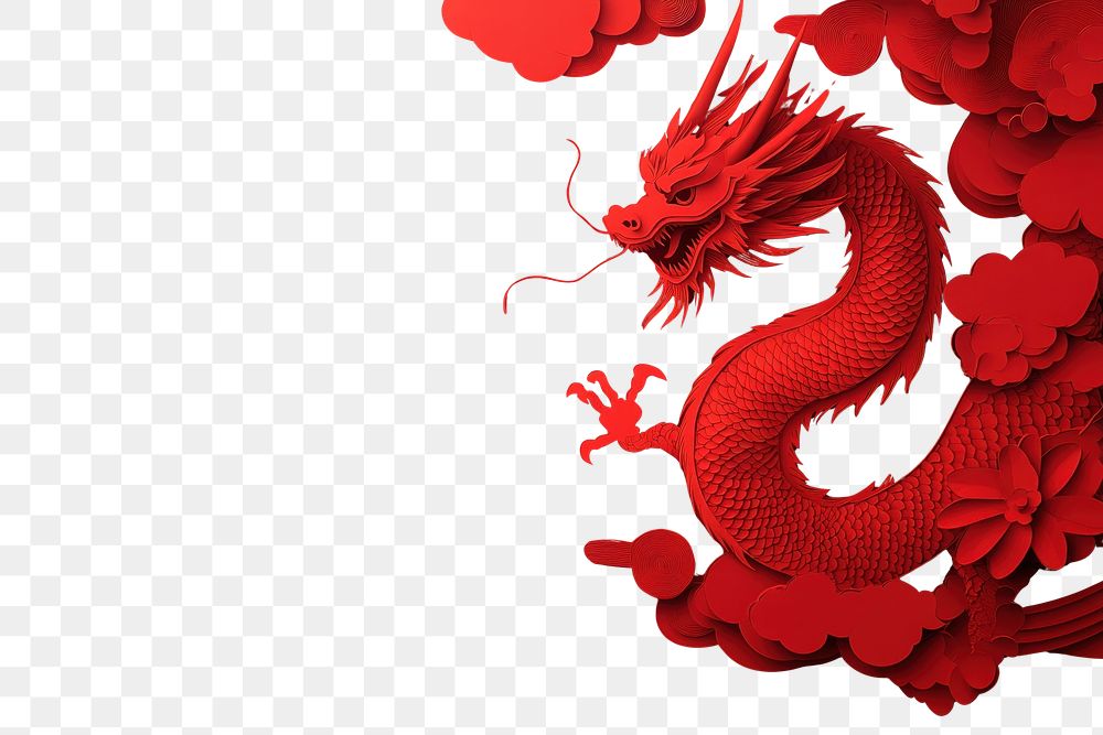 PNG Chinese New Year background red chinese dragon.