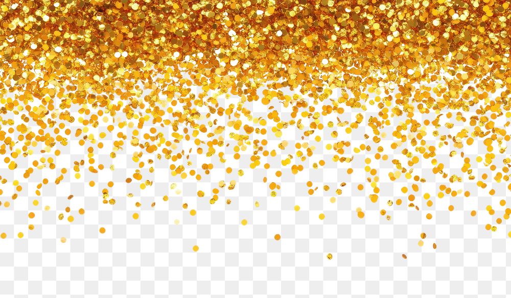 PNG Gold confetti top border background glitter celebration.