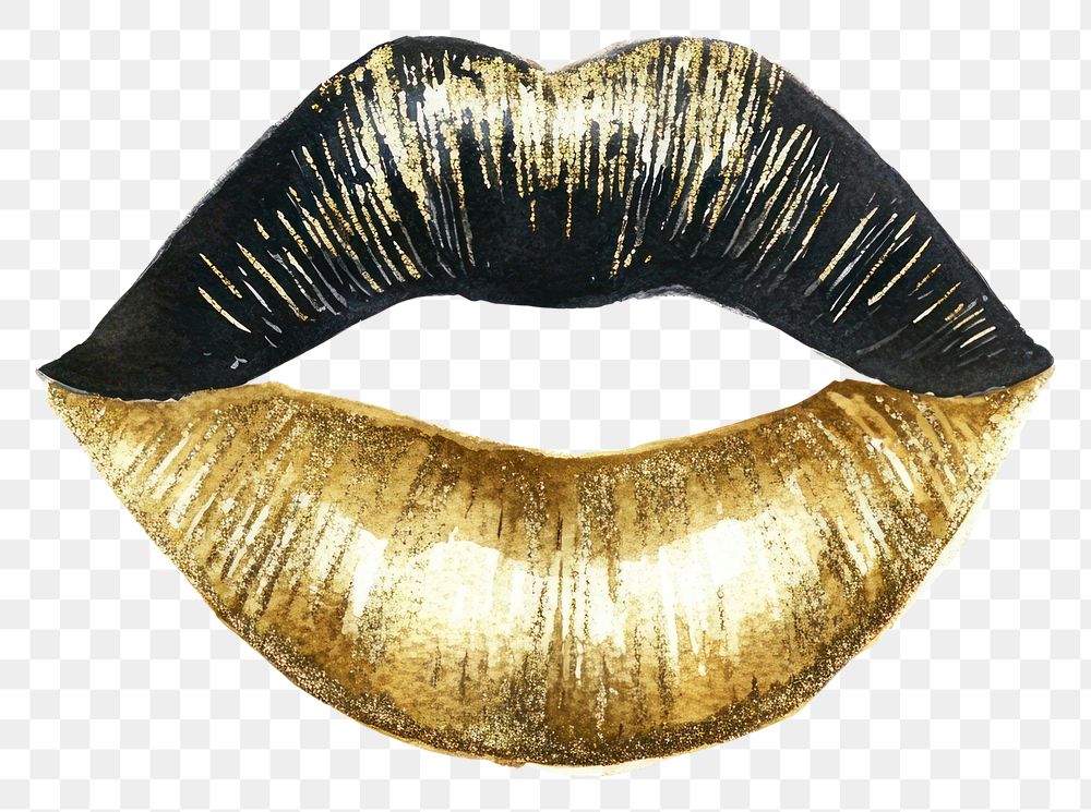 PNG Gold and black Metallic Lipstick mark lips illustration lipstick.