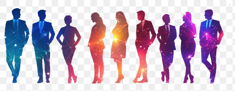 PNG Group of businesspeople silhouettes diverse person professional.