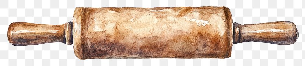 PNG Rolling pin illustration watercolor style.