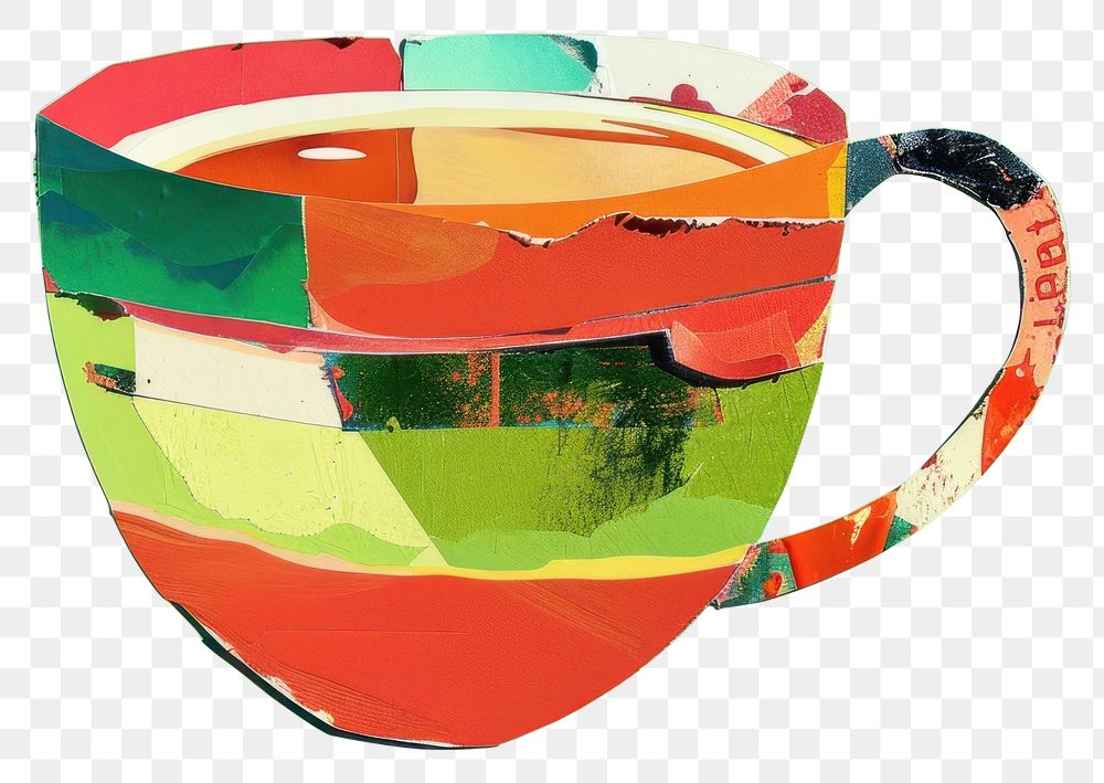 PNG Coffee cup paper cut illustration painting colorful.