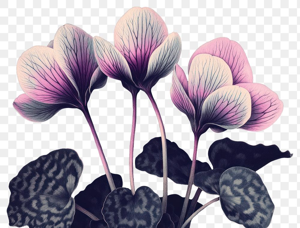 PNG Cyclamen flowers art illustration plant.