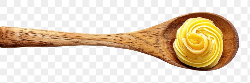 PNG Butter curl on wooden spoon presentation culinary cutlery.