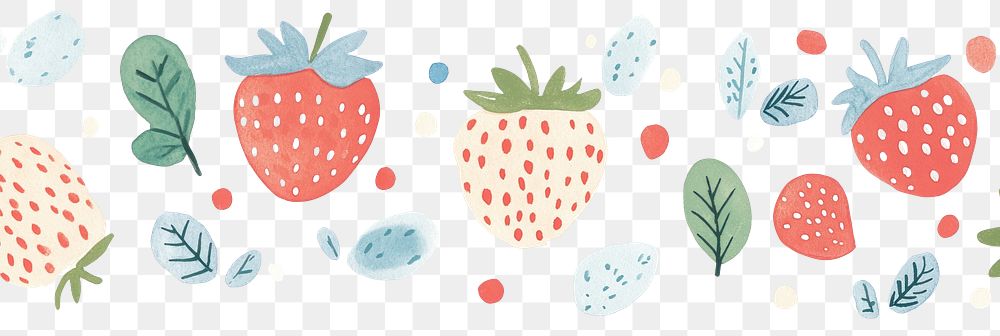 PNG Strawberry memphis border strawberries fruit illustration.