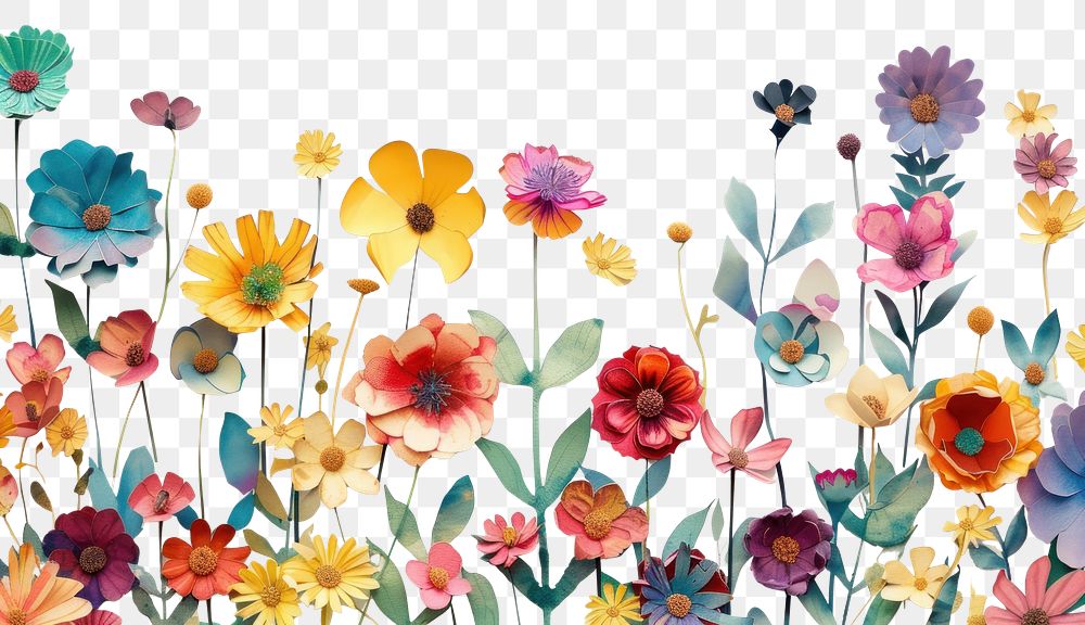 PNG Colorful paper flower garden illustration