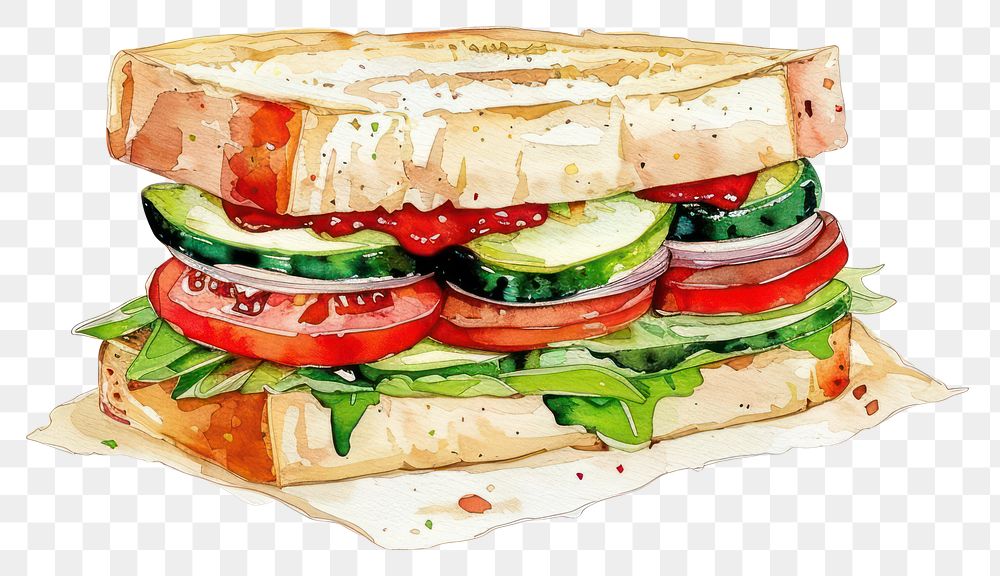 PNG An isolated italian sandwich food illustration watercolor.